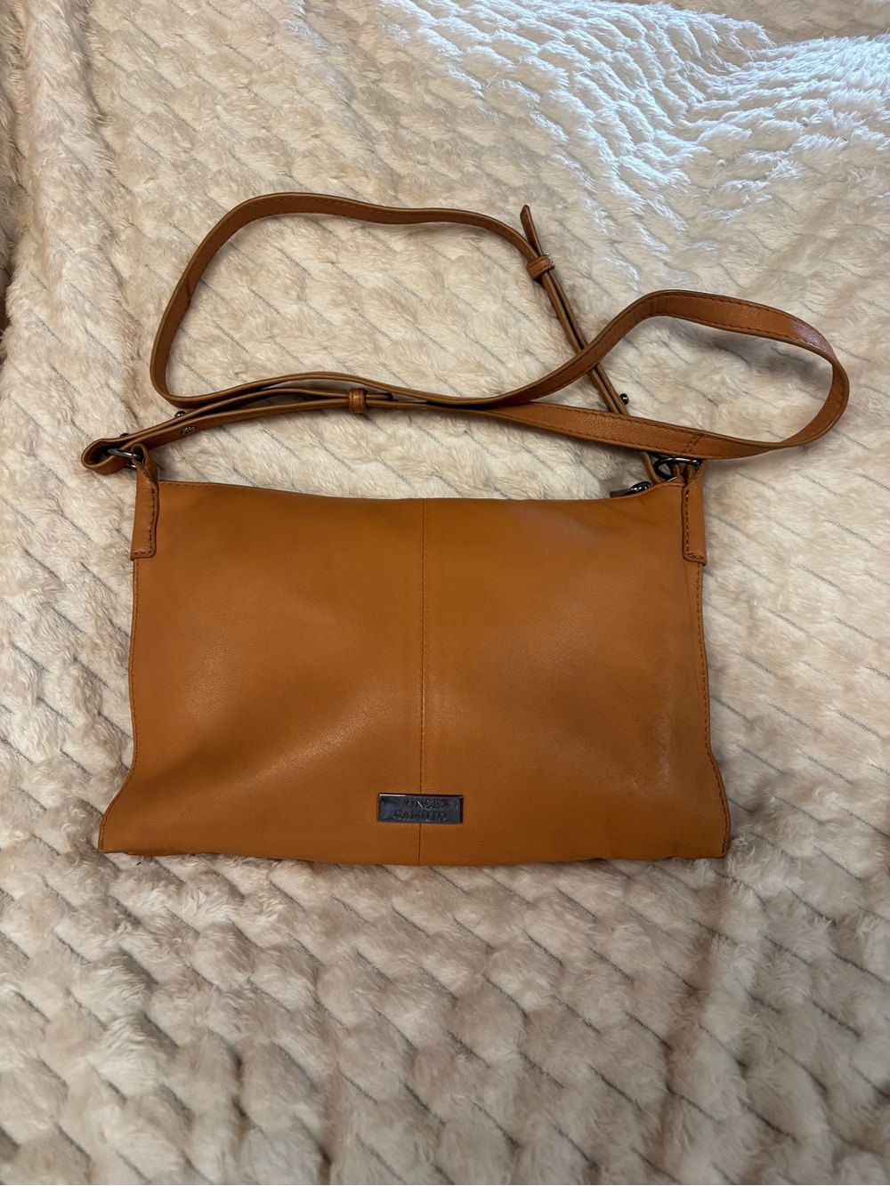 Vince Camuto Sandstone Soft Leather Crossbody Dual Compartment